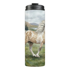 Charismatic Pinto Icelandic Mare watercolor Thermosbecher