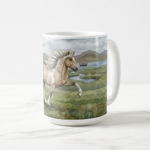 Charismatische Pinto-Isländer-Stute Aquarell Kaffeetasse