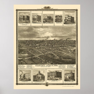Chariton, IA Panoramakarte - 1875 Poster