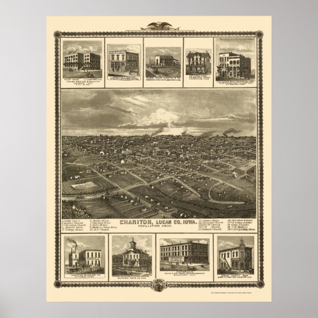 Chariton, IA Panoramakarte - 1875 Poster (Vorne)