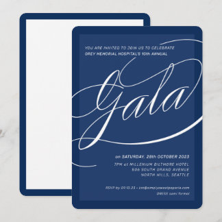 CHARITY GALA elegant formal calligraphy navy blue Einladung