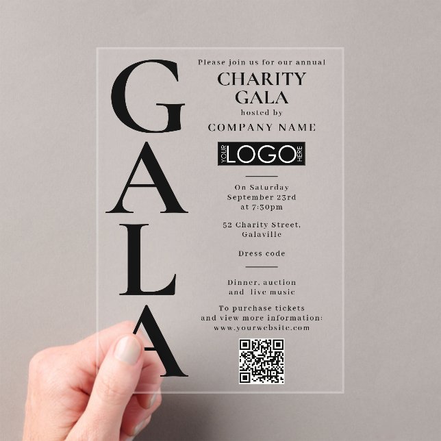 Charity Gala Fundraising Event QR Code Logo Acryleinladungen (Insitu (Handheld))