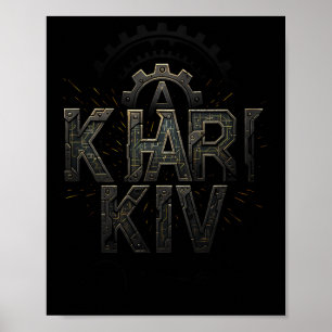 Charkiw Ukraine Tech Circuit Style Urne Stadt Poster