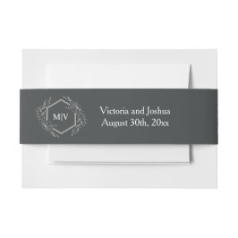 Charkohle-Grau-Monogramm-Wappen Einladungsbanderole