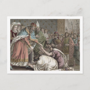 Charlemagne (742-814) empfängt die Botschafter für Postkarte