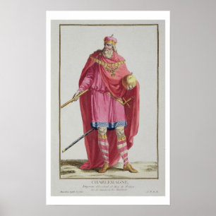 Charlemagne (742-814) von "Receuil des Estampes, Poster