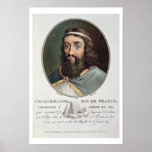 Charlemagne (747-814), König von Frankreich, gravi Poster