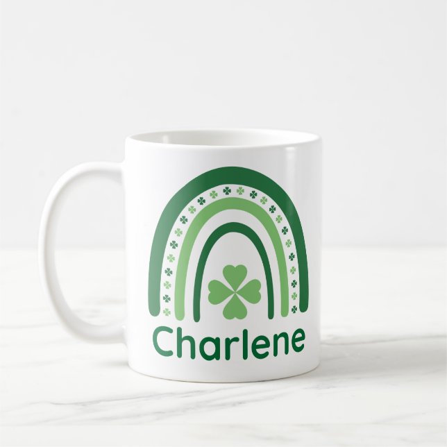 Charlene Name Clover Boho Rainbow Kaffeetasse (Links)