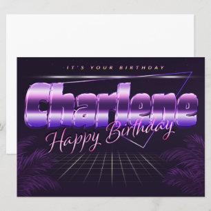 Charlene Name Vorname lila retro Karte Geburtstag