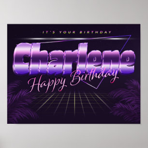 Charlene Name Vorname lila retro Poster Geburtstag