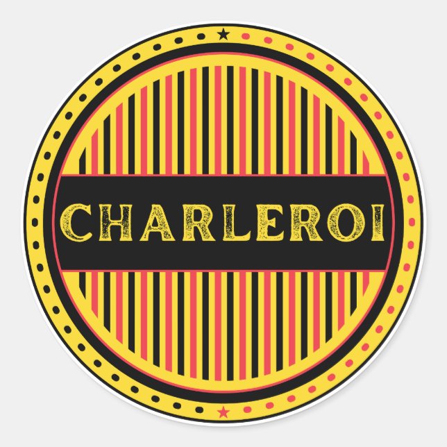 Charleroi City Pride Emblem – Belgian Identity Runder Aufkleber (Vorderseite)