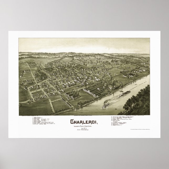 Charleroi, PA Panorama Karte - 1897 Poster (Vorne)