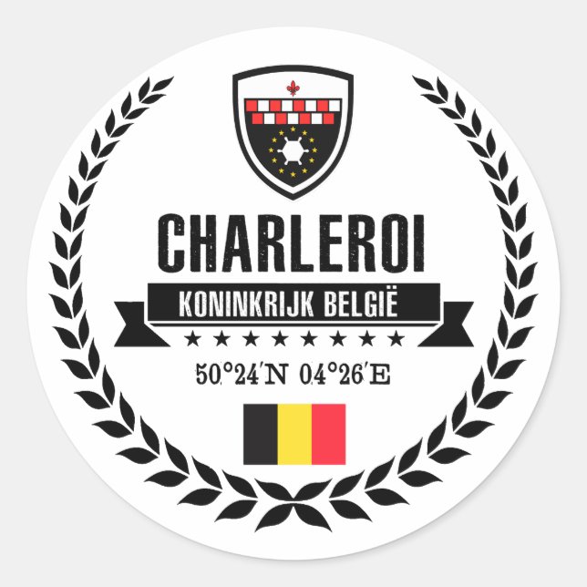 Charleroi Runder Aufkleber (Vorderseite)