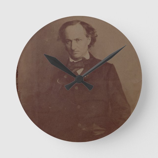 Charles Baudelaire (1820-1867), französischer Dich Runde Wanduhr (Vorderseite)