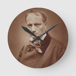 Charles Baudelaire (1821-67), französischer Runde Wanduhr