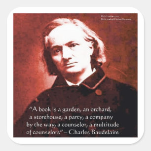 Charles Baudelaire "A Book Is" Wisdom Quotient Ohr Quadratischer Aufkleber