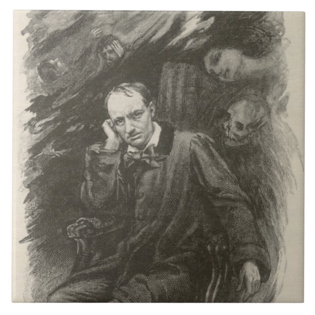 Charles Baudelaire (von Georges Rochegrosse) Fliese (Vorderseite)