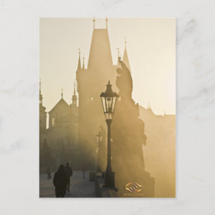 Charles Bridge Morning Fog Prag Postkarte