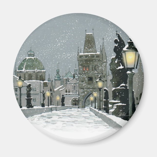 Charles Bridge Winter Magnet (Vorne)