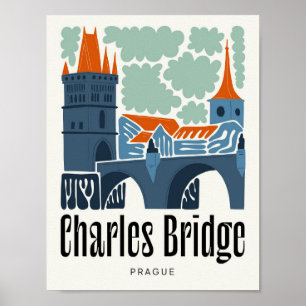 Charles-Brücke Prag Tschechien abstrakt Reise flor Poster
