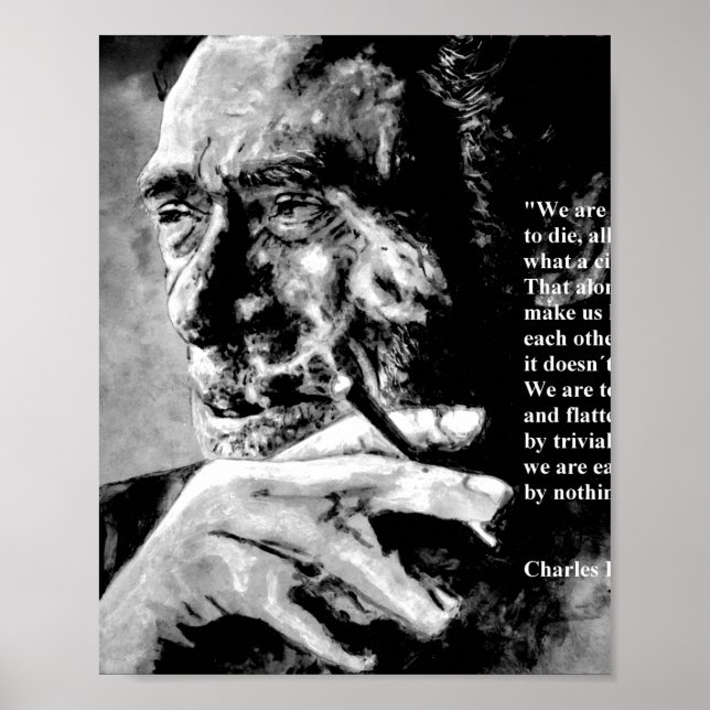 Charles Bukowski - Schwarz - Zitat Poster (Vorne)