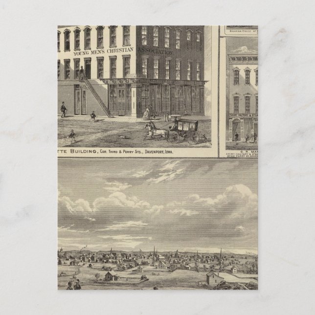 Charles City und Gebäude Postkarte (Vorderseite)
