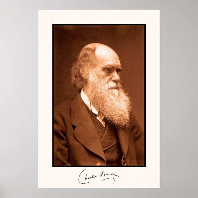 Charles Darwin, autographiert Poster (Vorne)