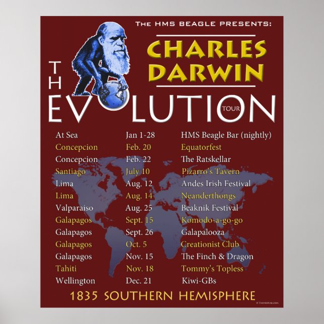 Charles Darwin "Evolution Tour" Poster (Vorne)