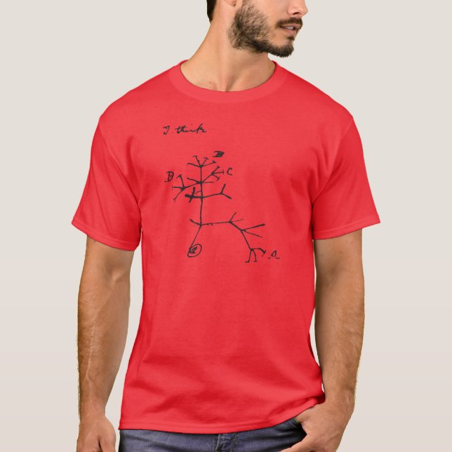 Charles Darwin - ich denke (Schwarzes) T-Shirt (Vorderseite)
