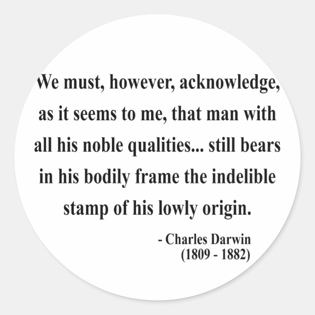 Charles Darwin Quote 1a Runder Aufkleber (Vorderseite)