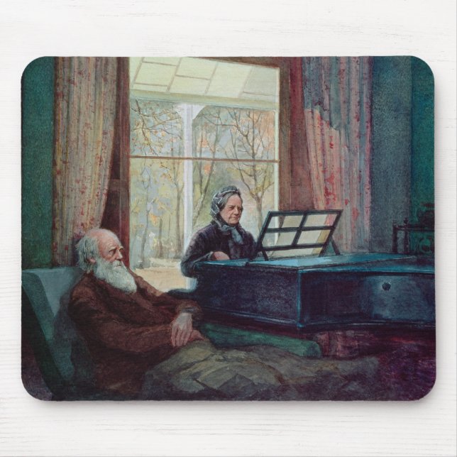 Charles Darwin und seine Ehefrau am Klavier Mousepad (Vorne)
