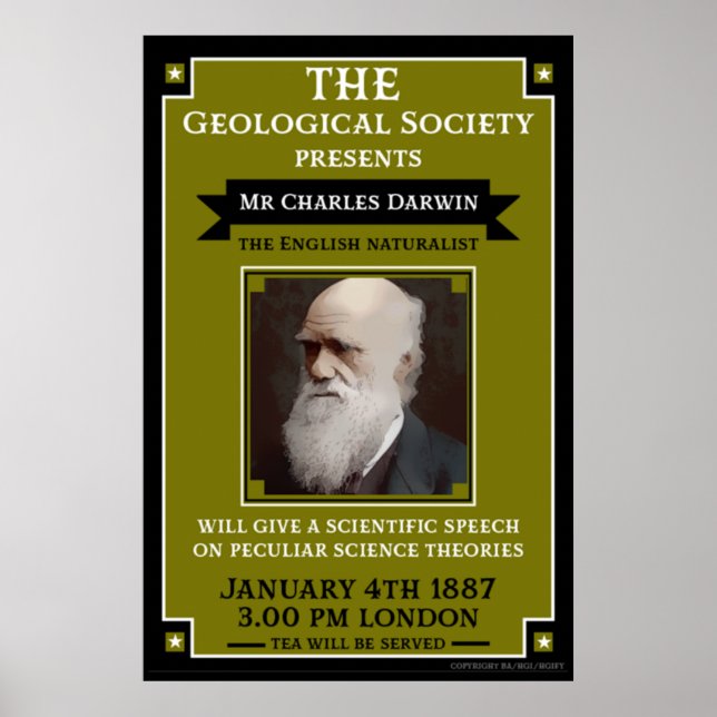Charles Darwin Vintag Repro Retro Wall Art Poster (Vorne)