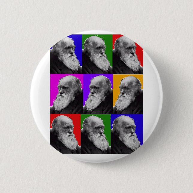 Charles- DarwinPop-Kunst-Geschenke während alles Button (Vorderseite)