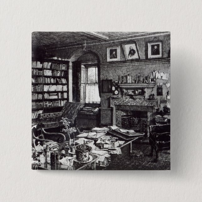 Charles Darwins Studie an unten bringen, 1882 Button (Vorderseite)