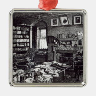 Charles Darwins Studie an unten bringen, 1882 Ornament Aus Metall