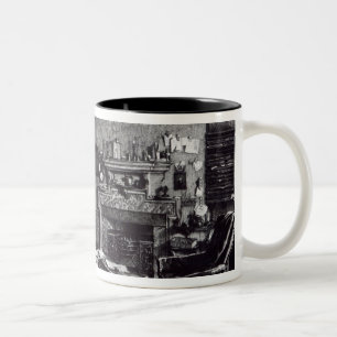 Charles Darwins Studie an unten bringen, 1882 Zweifarbige Tasse