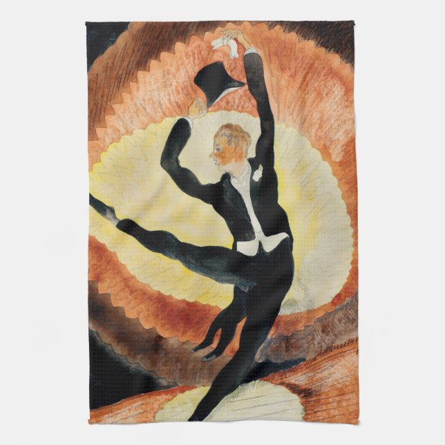 Charles Demuth Acrobatic Male Dancer mit Top Hat Geschirrtuch (Vertikal)