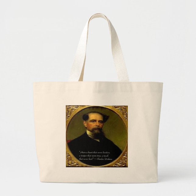 Charles Dickens & Heartfelt Zitat Jumbo Stoffbeutel (Vorne)
