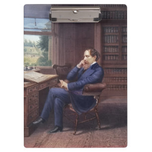 Charles Dickens in seiner Studie Klemmbrett