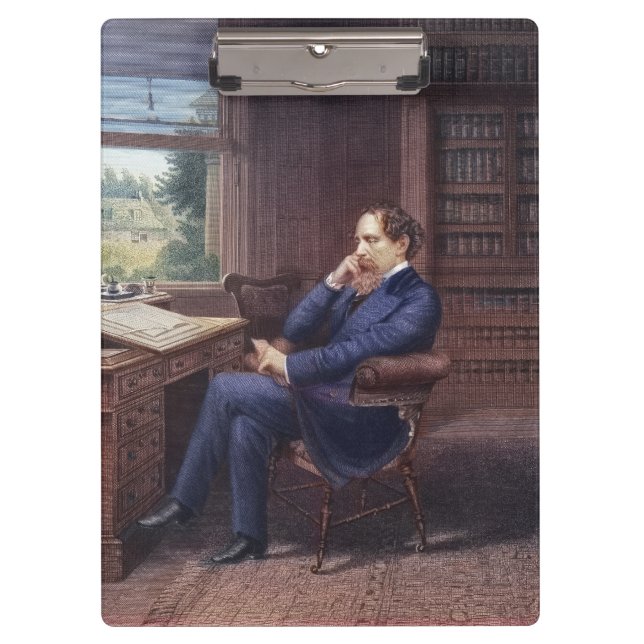 Charles Dickens in seiner Studie Klemmbrett (Vorderseite)