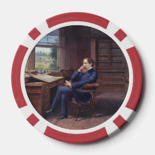 Charles Dickens in seiner Studie Pokerchips