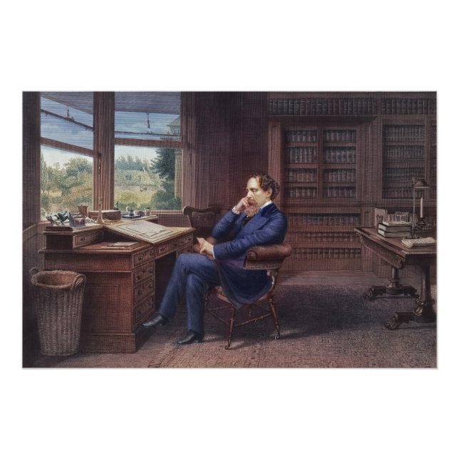Charles Dickens in seiner Studie Poster (Vorderseite)