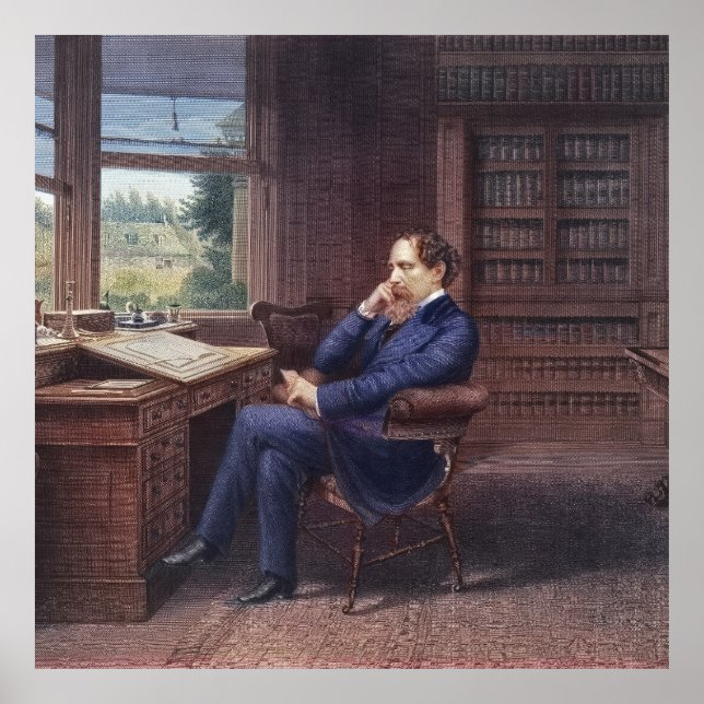 Charles Dickens in seiner Studie Poster (Vorne)