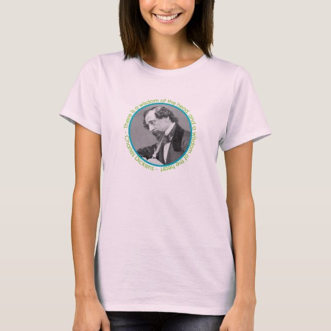 Charles Dickens Portrait mit Zitat T-Shirt (Vorderseite)