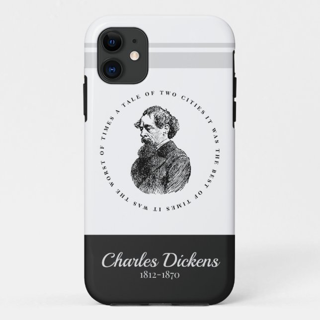 Charles Dickens Portrait und Zitat Case-Mate iPhone Hülle (Rückseite)