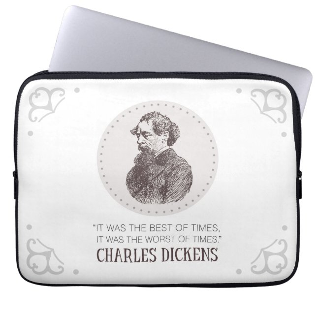 Charles Dickens Portrait und Zitat Laptopschutzhülle (Vorderseite)