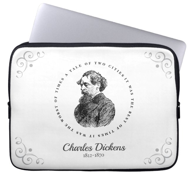 Charles Dickens Portrait und Zitat Laptopschutzhülle (Vorderseite)