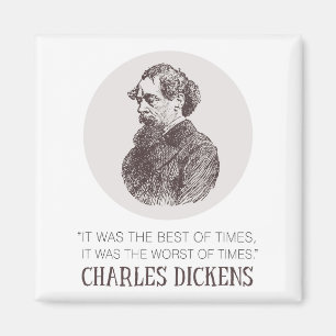 Charles Dickens Portrait und Zitat Magnet