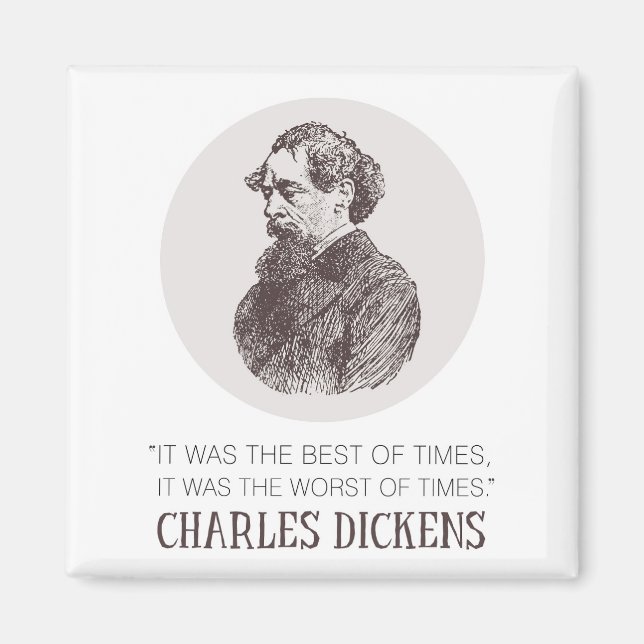 Charles Dickens Portrait und Zitat Magnet (Vorne)