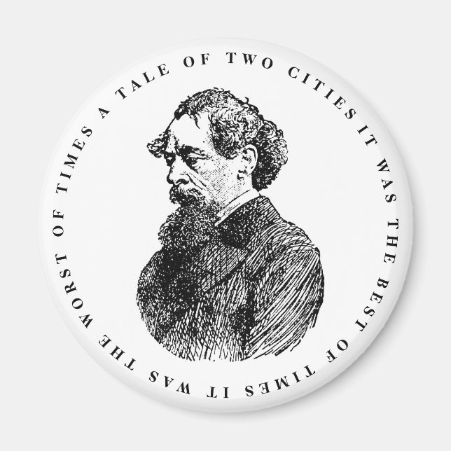 Charles Dickens Portrait und Zitat Magnet (Vorne)